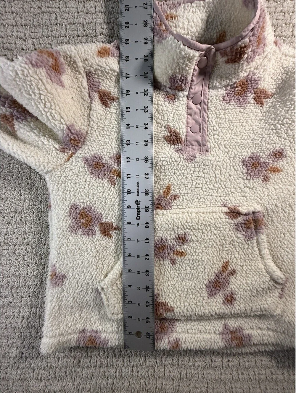 Osh Kosh B’gosh Girls Flower Print  1/4 Zip Sherpa Shirt Size 14